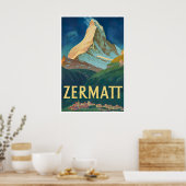 Zermatt Gemälde Schweiz Skigebiet Poster Schweizer (Küche)
