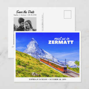 Zermatt Hochzeit Termin speichern Schweiz Retro Postkarte