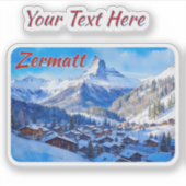 Zermatt Matterhorn Schweiz Alpen Wasserfarbe Aufkleber (Vorderseite)