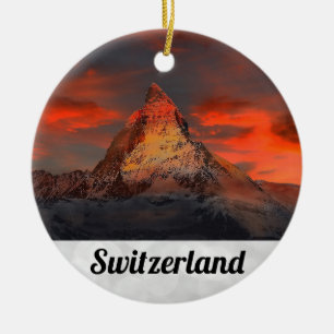 Zermatt Matterhorn Schweiz Schweizer Alpen Sonnenu Keramik Ornament