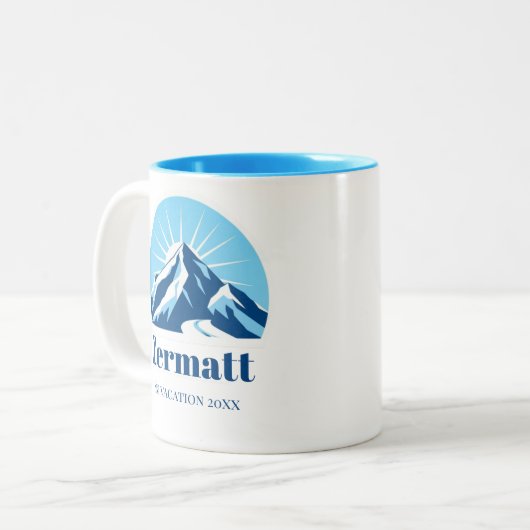 Zermatt Matterhorn Schweiz Skilift Zweifarbige Tasse (Vorderseite Links)