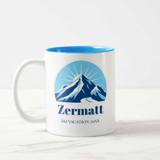 Zermatt Matterhorn Schweiz Skilift Zweifarbige Tasse (Links)
