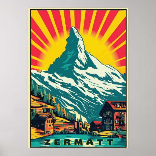 Zermatt, Matterhorn, Schweiz, Skiposter Poster (Vorne)