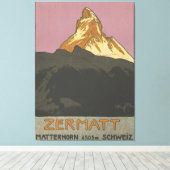 Zermatt Matterhorn Vintag Schweiz Skifahren Leinwanddruck (Insitu (Holzboden))