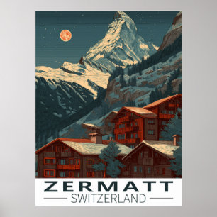 Zermatt Matterhorn Vintage Travel Poster