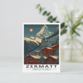 Zermatt Matterhorn Vintage Travel Postkarte (Stehend Vorderseite)