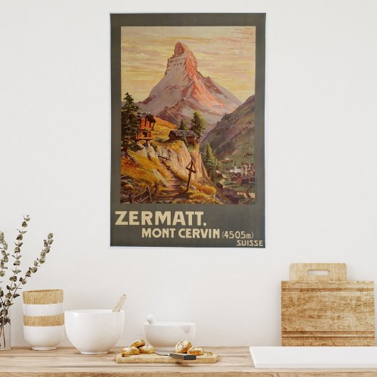 Zermatt, Mont Cervin, Schweiz, Skiposter Poster (Küche)
