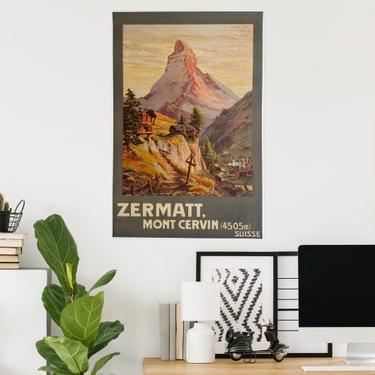 Zermatt, Mont Cervin, Schweiz, Skiposter Poster (Heimbüro)