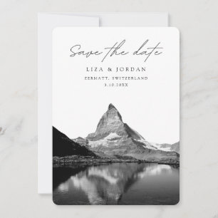 Zermatt Save the Date Schweiz Schwarz & Weiß Einladung