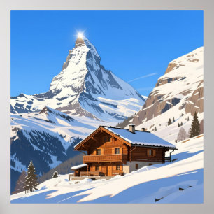 Zermatt Schweiz Alpen Kunst Druck Poster