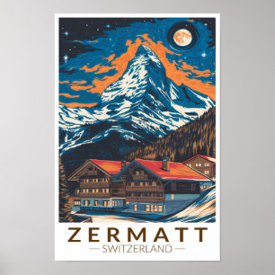 Zermatt Schweiz Matterhorn Reise Kunst Vintage Poster