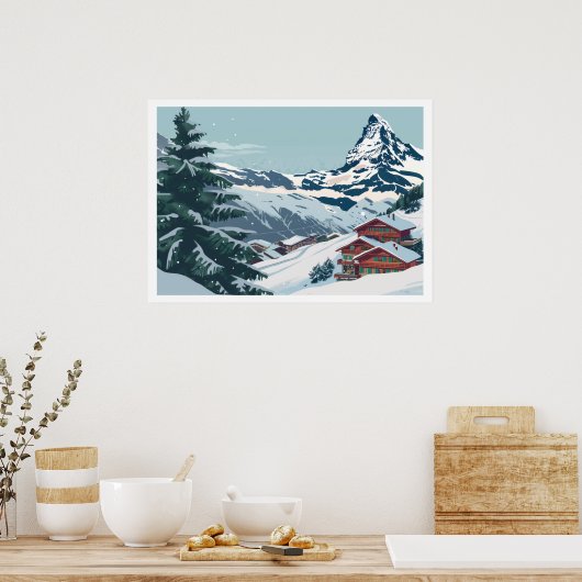 Zermatt, Schweiz Matterhorn Vintag Poster (Küche)