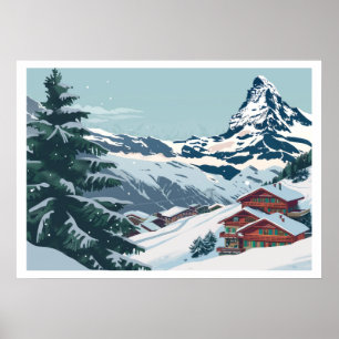 Zermatt, Schweiz Matterhorn Vintag Poster