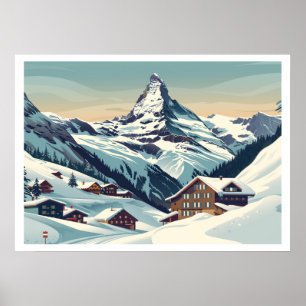Zermatt, Schweiz Matterhorn Vintage Poster
