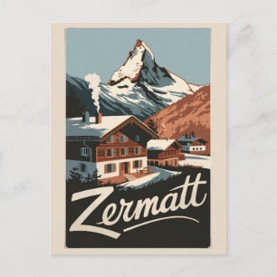 Zermatt Schweiz Reise Kunst Vintage Postkarte