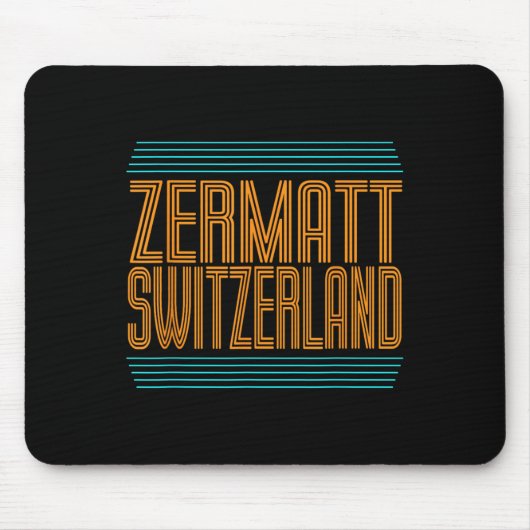 Zermatt Schweiz Retro-Alpinski Schweizer Alpen Mousepad (Vorne)