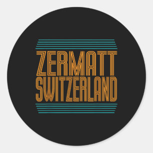 Zermatt Schweiz Retro-Alpinski Schweizer Alpen Runder Aufkleber