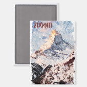 Zermatt Schweiz Schweizer Alpen Wasserfarbe Magnet (Vorderseite/Rückseite)