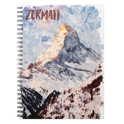 Zermatt Schweiz Schweizer Alpen Wasserfarbe Notizblock (Vorderseite)