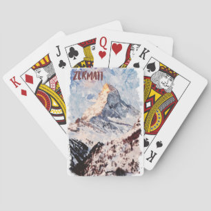 Zermatt Schweiz Schweizer Alpen Wasserfarbe Spielkarten