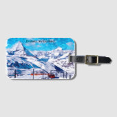 Zermatt Schweiz Schweizer Alpen Winter Wasserfarbe Gepäckanhänger (Vorderseite (Horizontal))