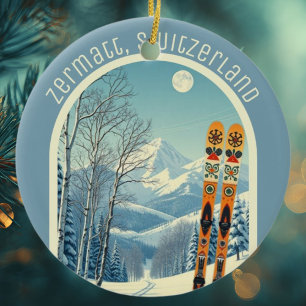 Zermatt Schweiz Ski-Souvenir Keramik Ornament