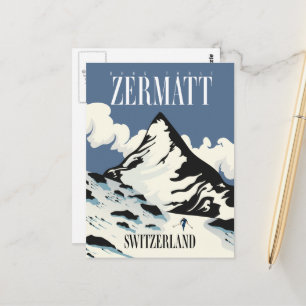 Zermatt Schweiz Skidruck Postkarte