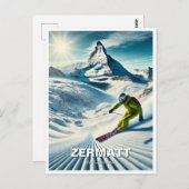 Zermatt Schweiz Skifahren Postkarte (Vorne/Hinten)