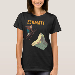 Zermatt Schweiz Skifahren Retro-Reise-T-Shirt T-Shirt