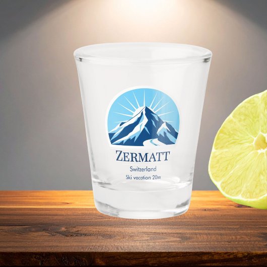 Zermatt Schweiz Skigebiet Shot Glas
