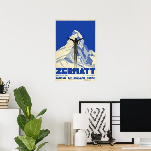 Zermatt, Schweiz, Skiplakat Poster (Heimbüro)