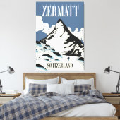 Zermatt Schweiz Skiprint Leinwanddruck (Insitu (Schlafzimmer))