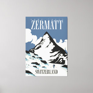 Zermatt Schweiz Skiprint Leinwanddruck
