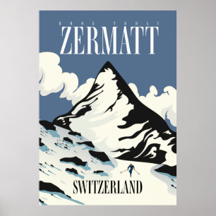 Zermatt Schweiz Skiprint Poster