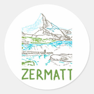Zermatt Schweiz Souvenir Geschenk Für Touristen St Runder Aufkleber