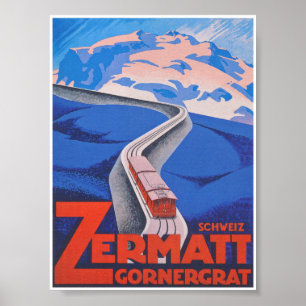 Zermatt Schweiz Vintag Reisen Poster