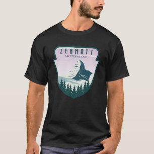 Zermatt Schweiz Vintag Schnee Ski Matterhorn Sw T-Shirt