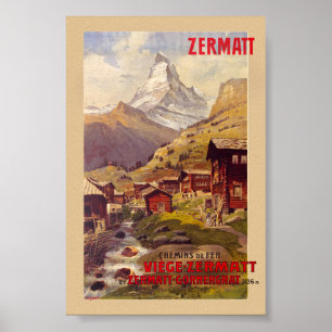 Zermatt Schweiz Vintage Poster 1900