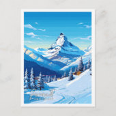 Zermatt Schweiz Vintage Reise Illustration Postkarte (Vorderseite)