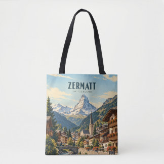 Zermatt Schweiz Vintage-Reise Kunst Tasche