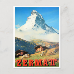 Zermatt Schweiz Vintage-Reisepostkarte Postkarte