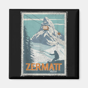 Zermatt Schweiz Winter Skifahren Snowboarden Ski Magnet