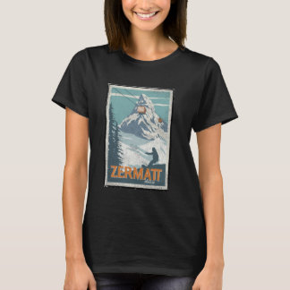Zermatt Schweiz Winter Skifahren Snowboarden Ski T-Shirt