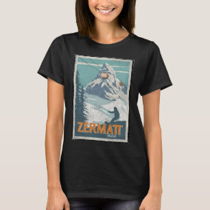 Zermatt Schweiz Winter Skifahren Snowboarden Ski T-Shirt