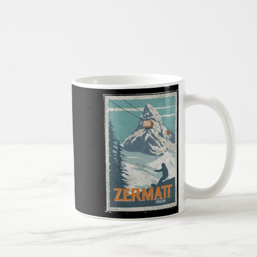 Zermatt Schweiz Winterskifahren Snowboarden Ski Kaffeetasse (Rechts)