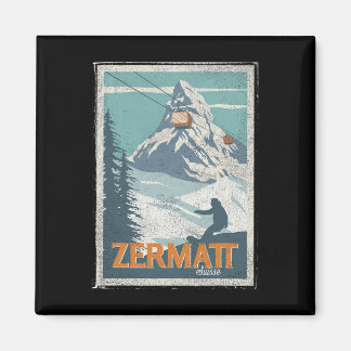 Zermatt Schweiz Winterskifahren Snowboarden Ski Magnet