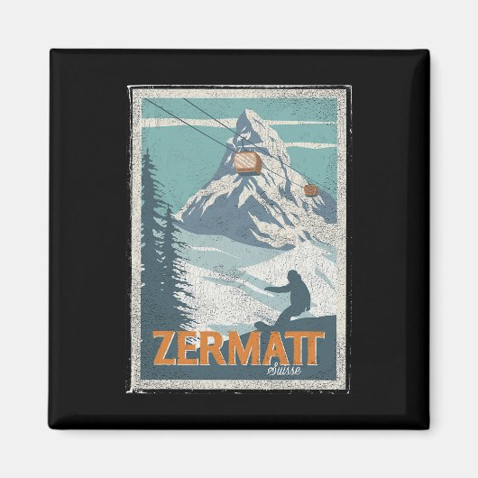 Zermatt Schweiz Winterskifahren Snowboarden Ski Magnet (Vorne)