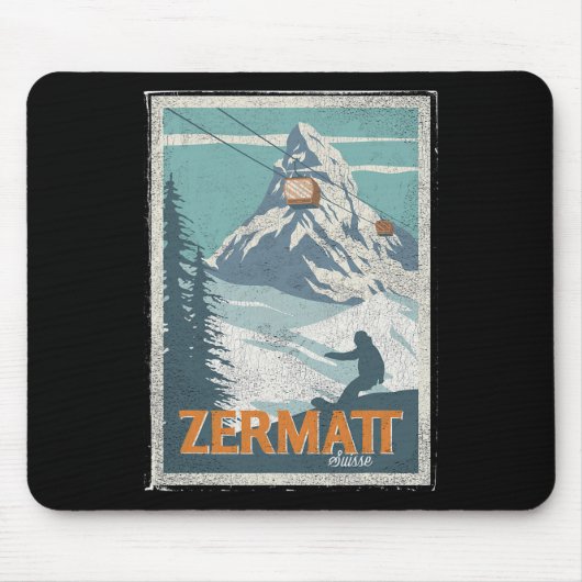 Zermatt Schweiz Winterskifahren Snowboarden Ski Mousepad (Vorne)