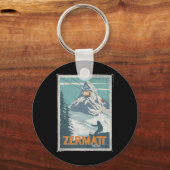 Zermatt Schweiz Winterskifahren Snowboarden Ski Schlüsselanhänger (Vorderseite)