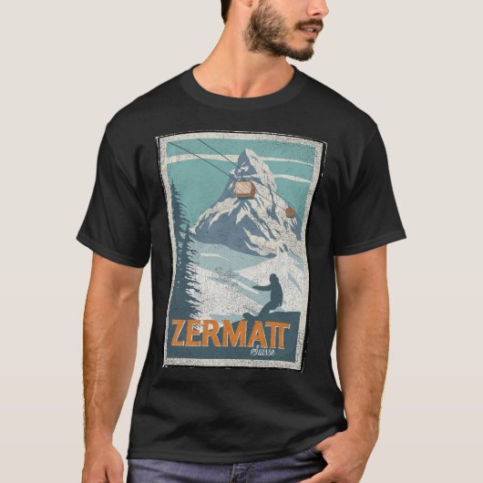 Zermatt Schweiz Winterskifahren Snowboarden Ski T-Shirt (Vorderseite)